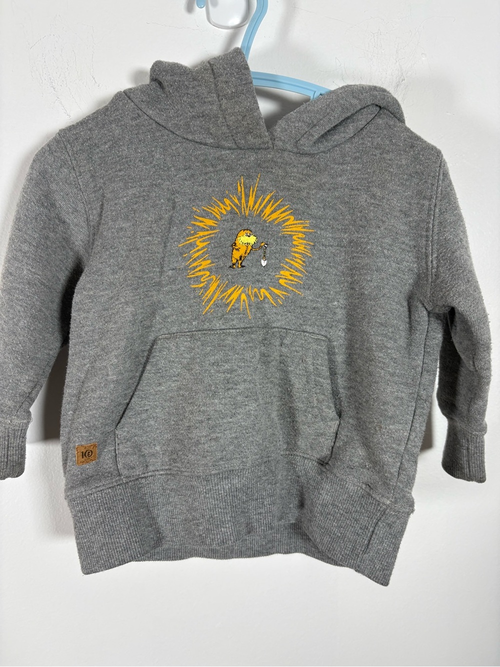 tentree Kids Gray Hoodie with Yellow Lion Sunburst Graphic